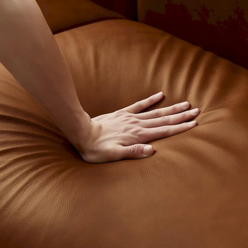 Mid-Century Modern Luxury Genuine Leather Couch