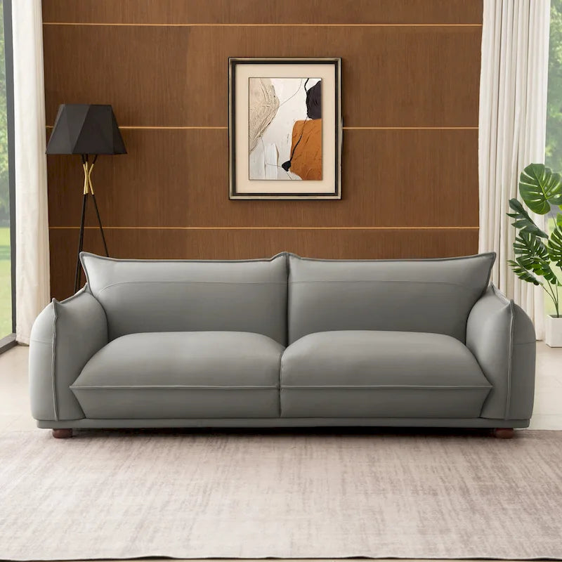 Mid-Century Modern Luxury Genuine Leather Couch