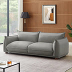 Luxe bank van echt leer in mid-century-moderne stijl