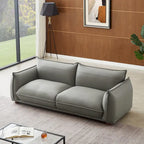 Luxe bank van echt leer in mid-century-moderne stijl
