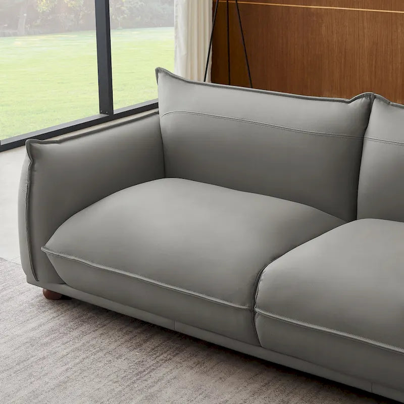 Mid-Century Modern Luxury Genuine Leather Couch