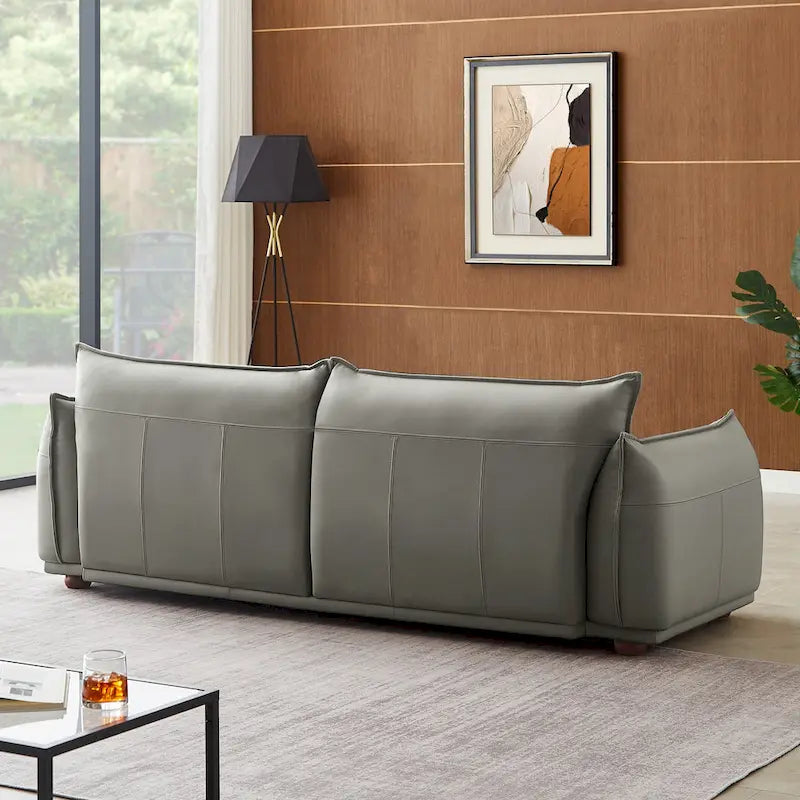 Mid-Century Modern Luxury Genuine Leather Couch