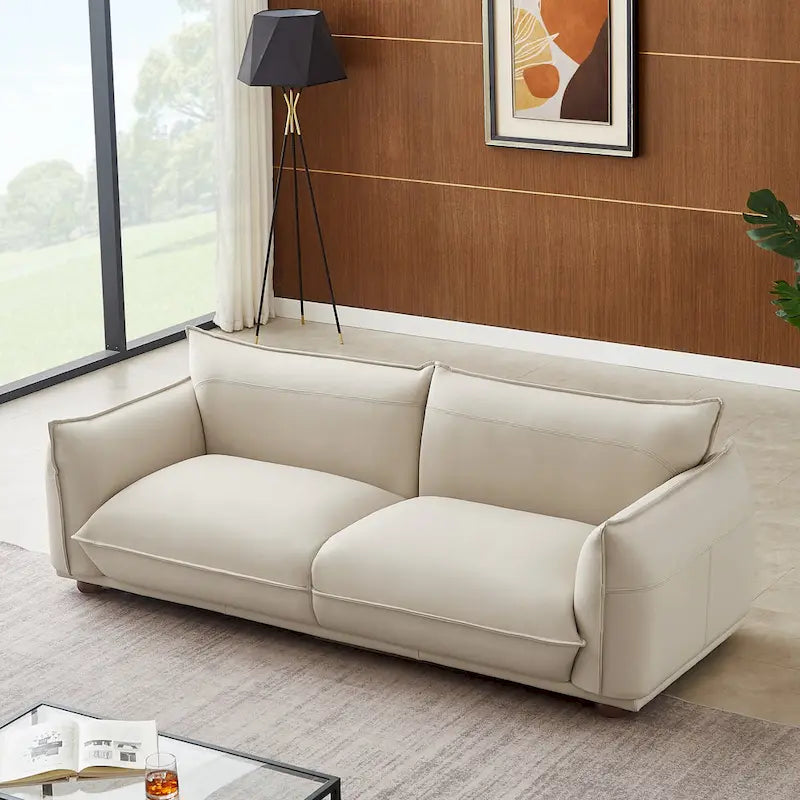 Mid-Century Modern Luxury Genuine Leather Couch
