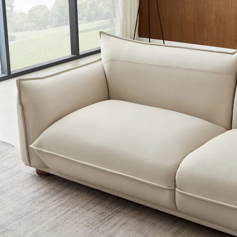 Mid-Century Modern Luxury Genuine Leather Couch