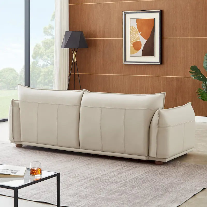 Mid-Century Modern Luxury Genuine Leather Couch