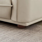 Luxe bank van echt leer in mid-century-moderne stijl