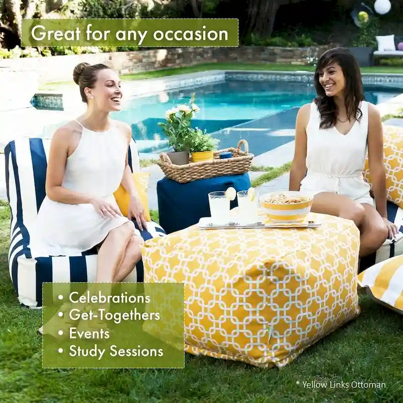 Indoor Outdoor Ottoman Pouf 27 in L x 27 in W x 17 in H