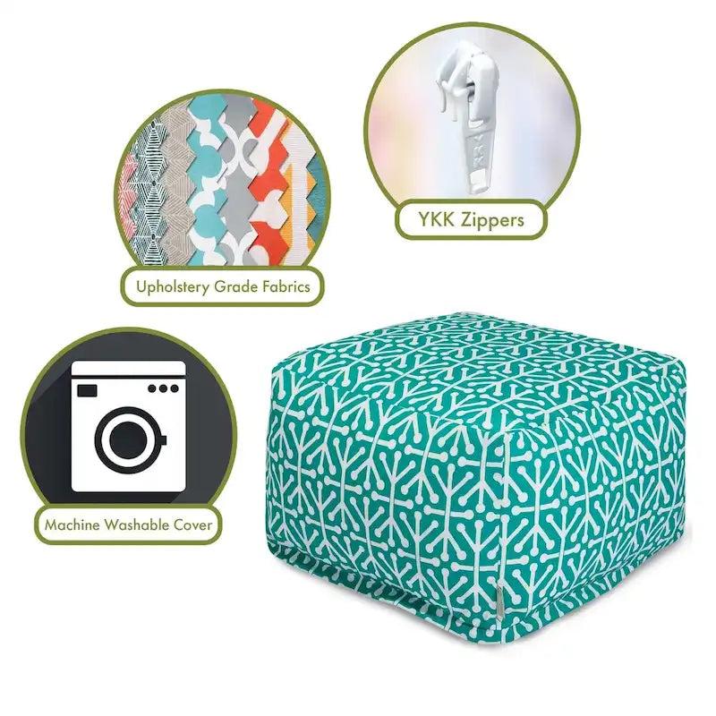 Indoor Outdoor Ottoman Pouf 27 in L x 27 in W x 17 in H