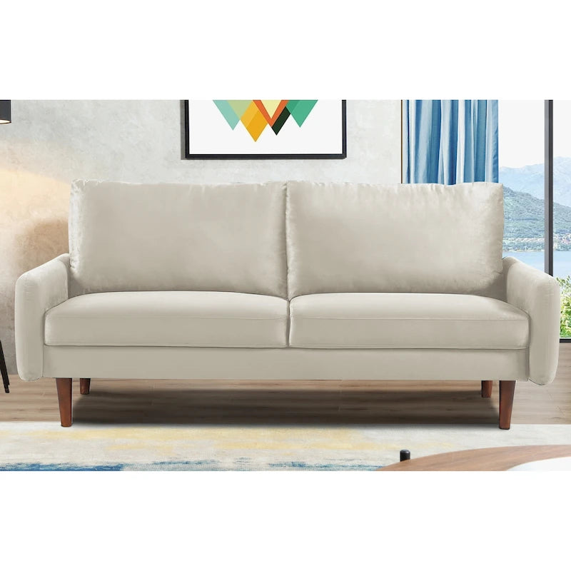 Tapered-Leg Velvet Sofa