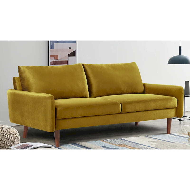 Tapered-Leg Velvet Sofa