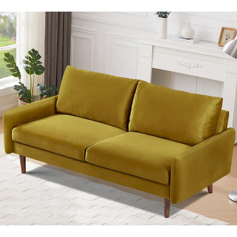 Tapered-Leg Velvet Sofa