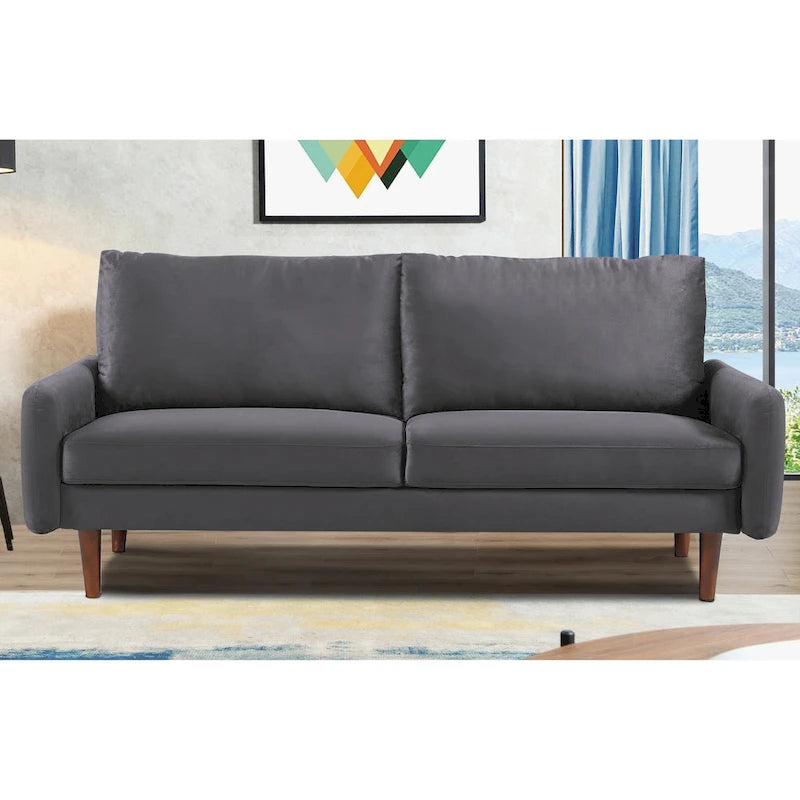 Tapered-Leg Velvet Sofa