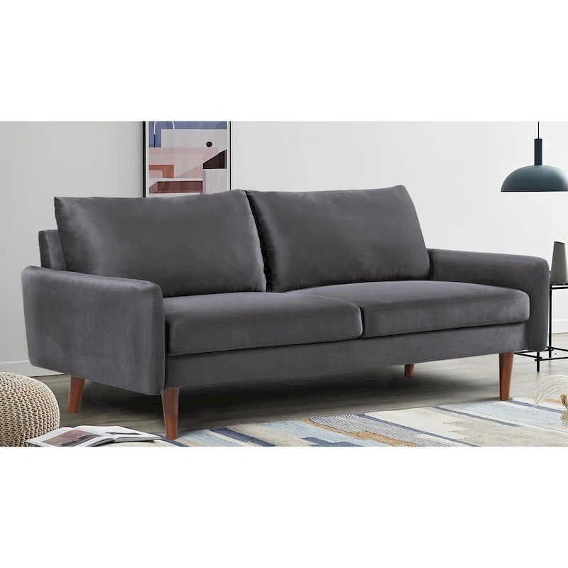 Tapered-Leg Velvet Sofa