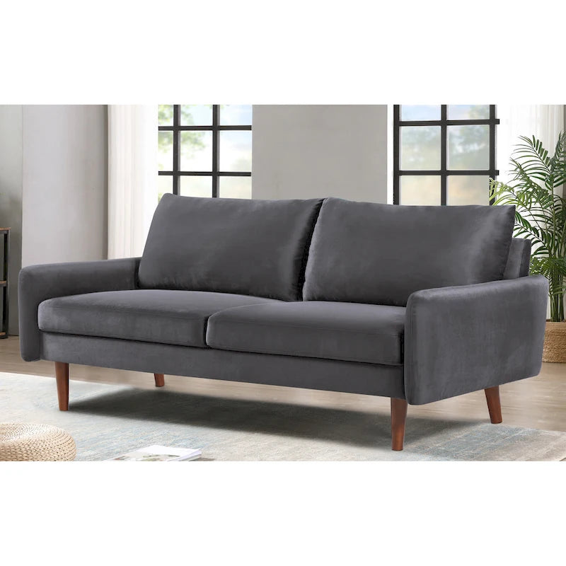 Tapered-Leg Velvet Sofa