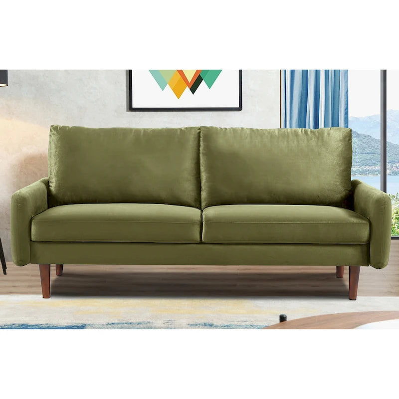 Tapered-Leg Velvet Sofa