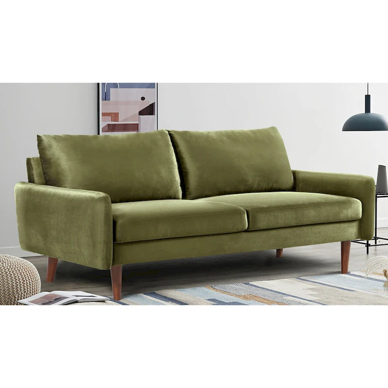 Tapered-Leg Velvet Sofa