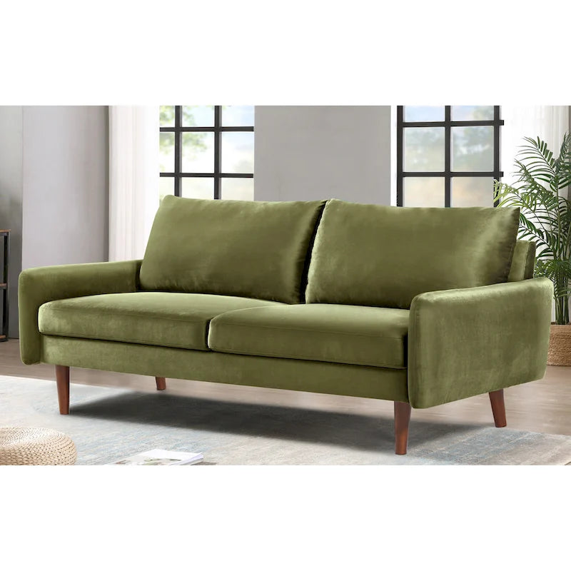 Tapered-Leg Velvet Sofa