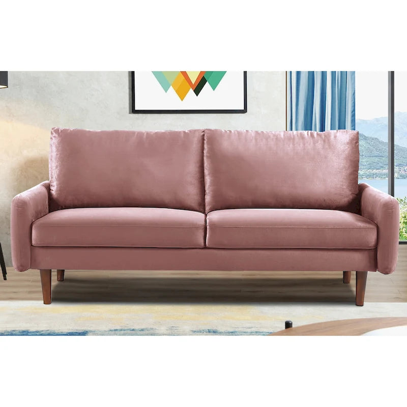 Tapered-Leg Velvet Sofa