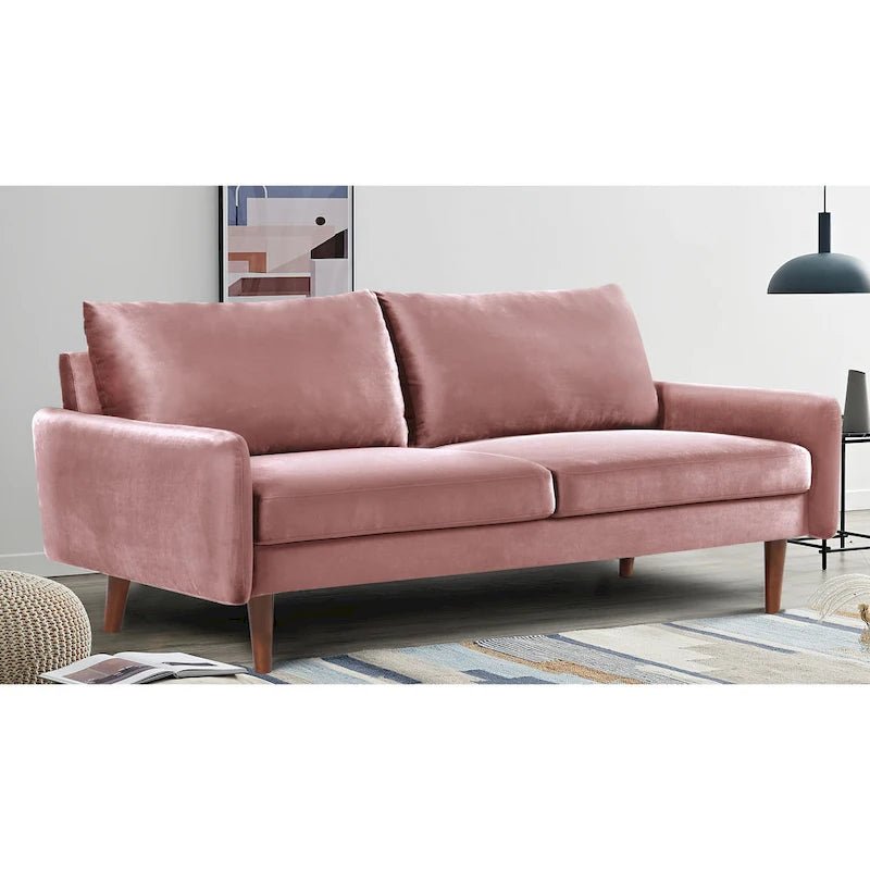 Tapered-Leg Velvet Sofa