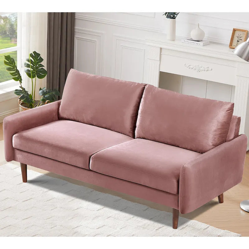Tapered-Leg Velvet Sofa