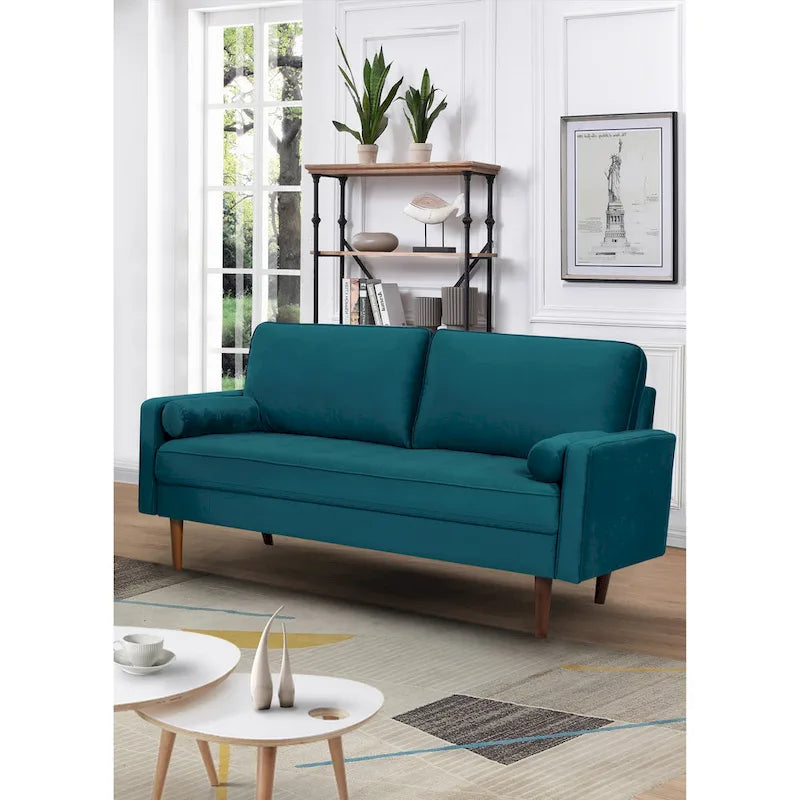Tapered-Leg Velvet Sofa