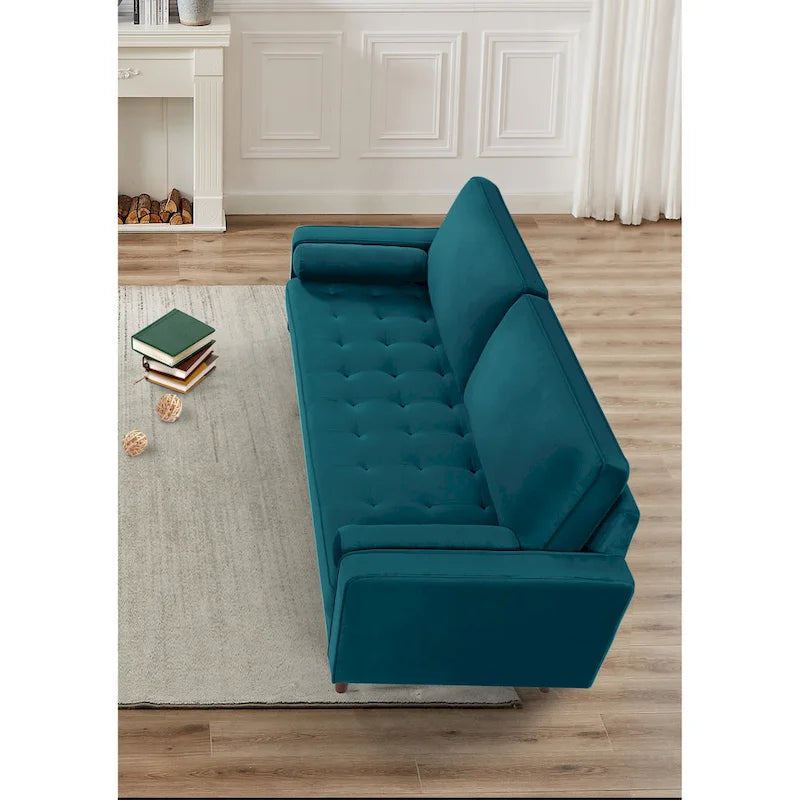 Tapered-Leg Velvet Sofa