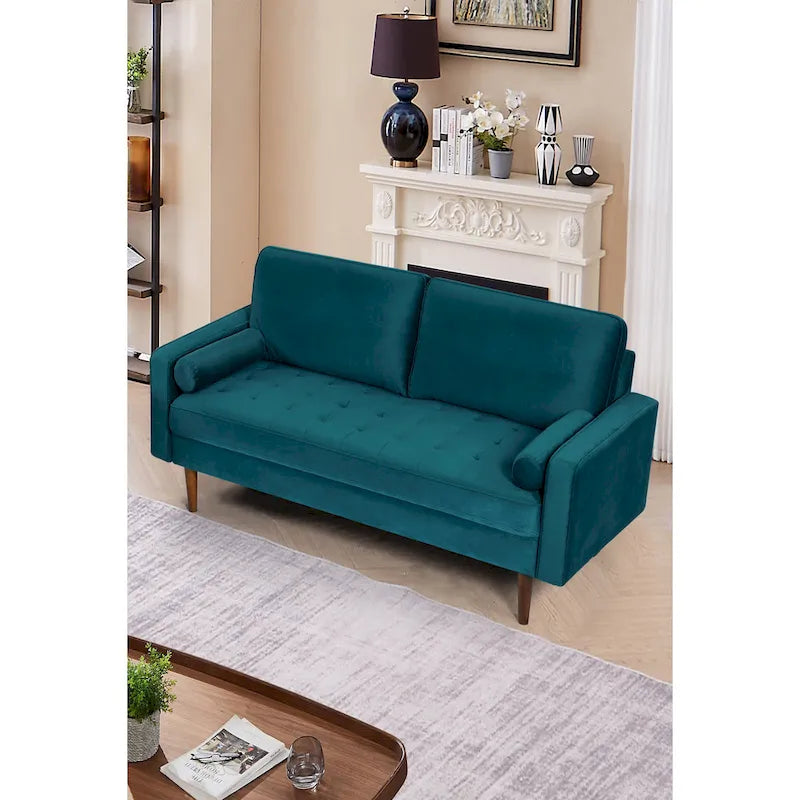 Tapered-Leg Velvet Sofa