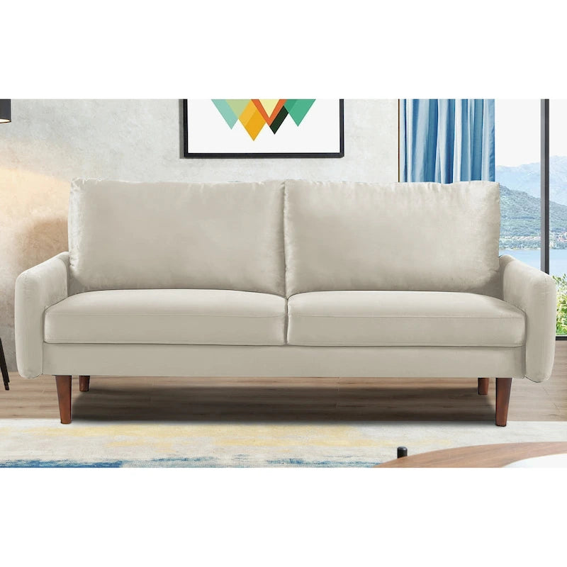 Tapered-Leg Velvet Sofa