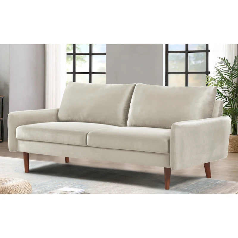 Tapered-Leg Velvet Sofa