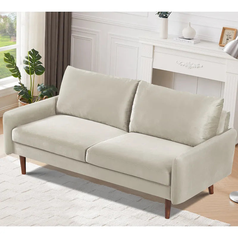 Tapered-Leg Velvet Sofa
