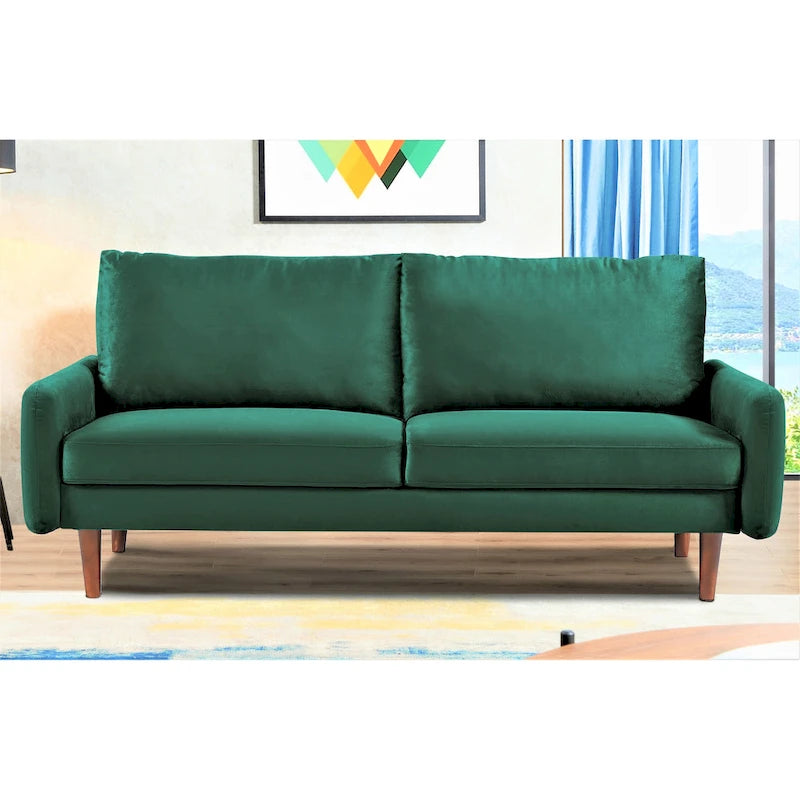 Tapered-Leg Velvet Sofa