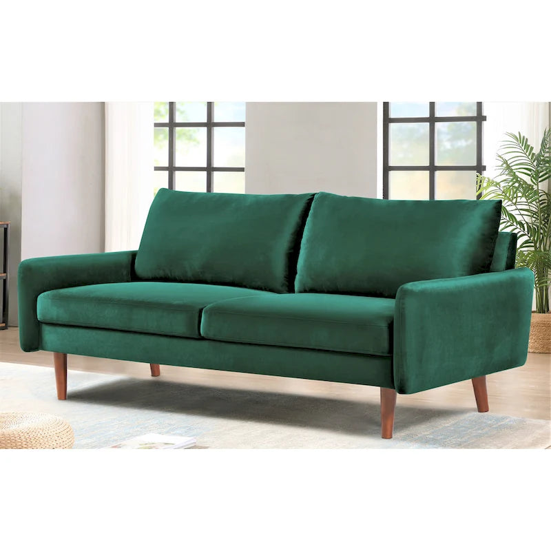 Tapered-Leg Velvet Sofa