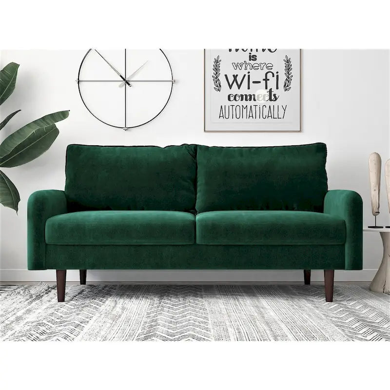 Tapered-Leg Velvet Sofa