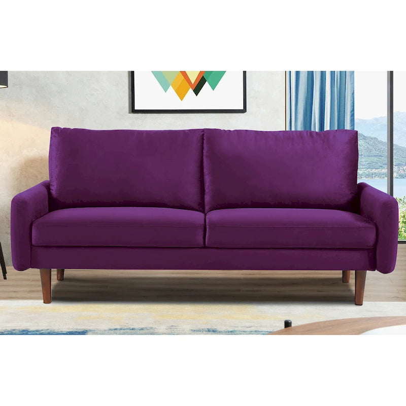 Tapered-Leg Velvet Sofa