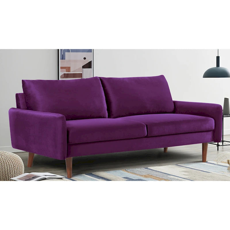 Tapered-Leg Velvet Sofa