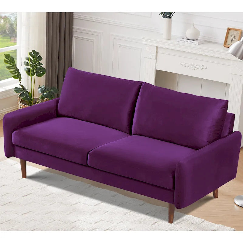 Tapered-Leg Velvet Sofa