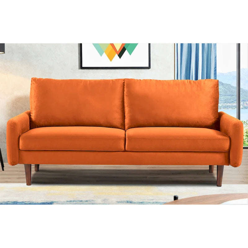 Tapered-Leg Velvet Sofa
