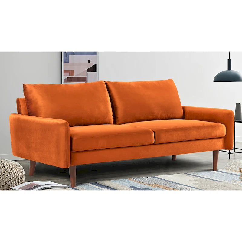 Tapered-Leg Velvet Sofa