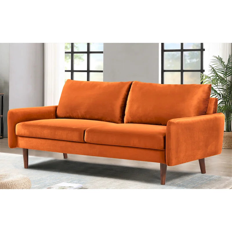 Tapered-Leg Velvet Sofa