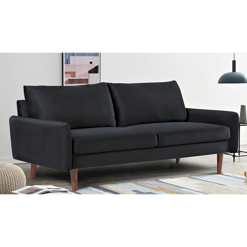 Tapered-Leg Velvet Sofa