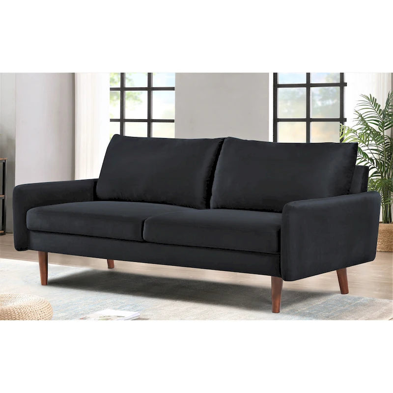Tapered-Leg Velvet Sofa