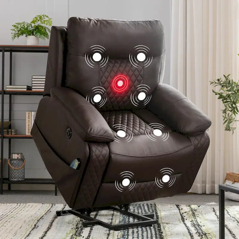 Modern Leather Power Reclining Heated Massage Chair
