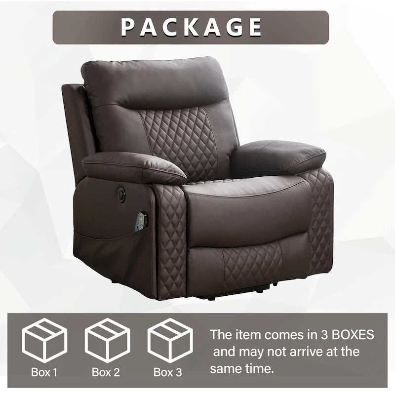 Modern Leather Power Reclining Heated Massage Chair