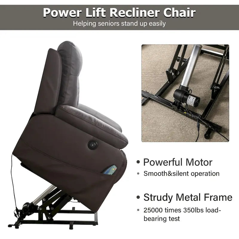 Modern Leather Power Reclining Heated Massage Chair