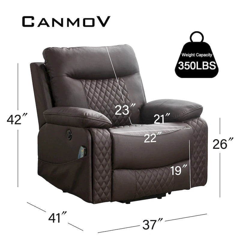 Modern Leather Power Reclining Heated Massage Chair