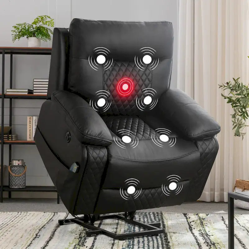 Modern Leather Power Reclining Heated Massage Chair