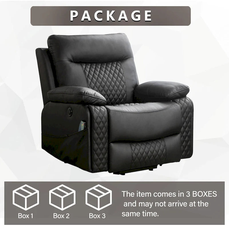 Modern Leather Power Reclining Heated Massage Chair