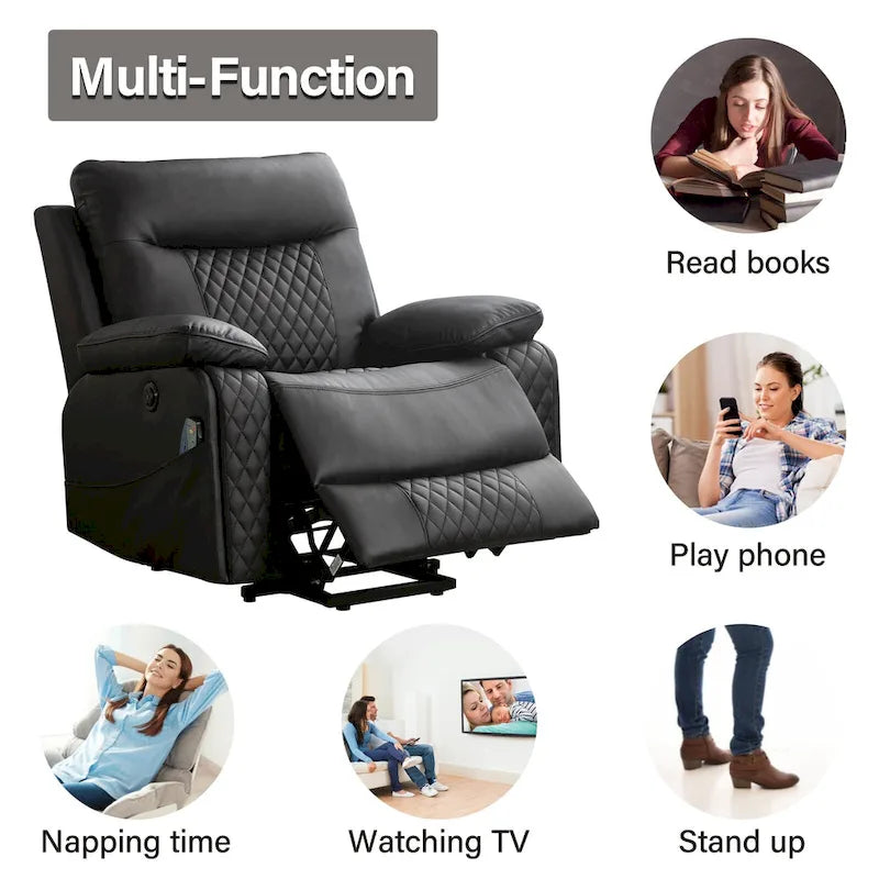 Modern Leather Power Reclining Heated Massage Chair