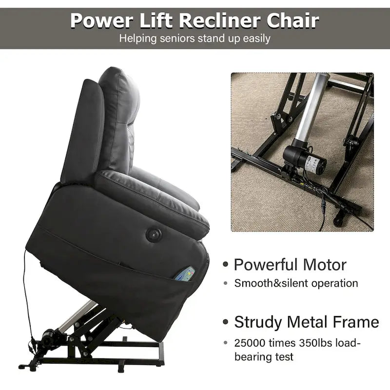Modern Leather Power Reclining Heated Massage Chair