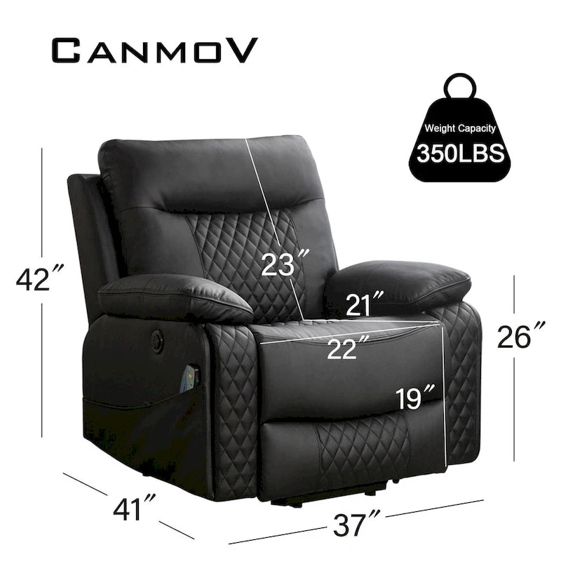 Modern Leather Power Reclining Heated Massage Chair